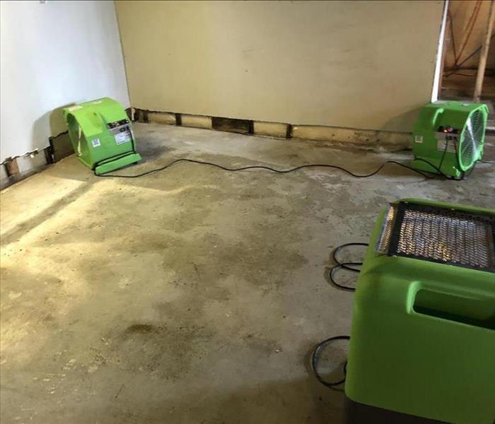 equipment and flood cut in a room